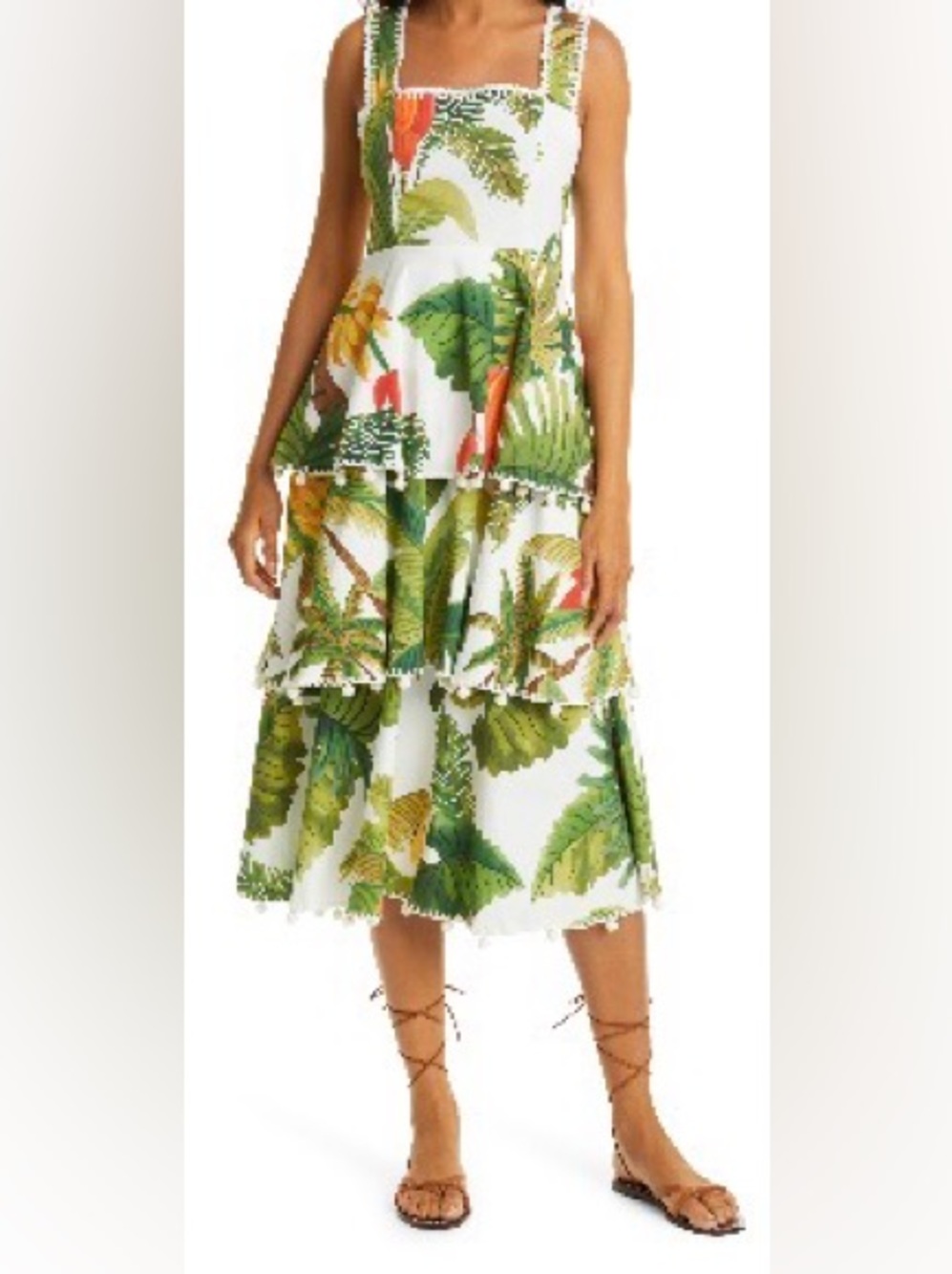 FARM Rio White Cocoa Forest Tiered Midi Dress - Picture 5 of 5